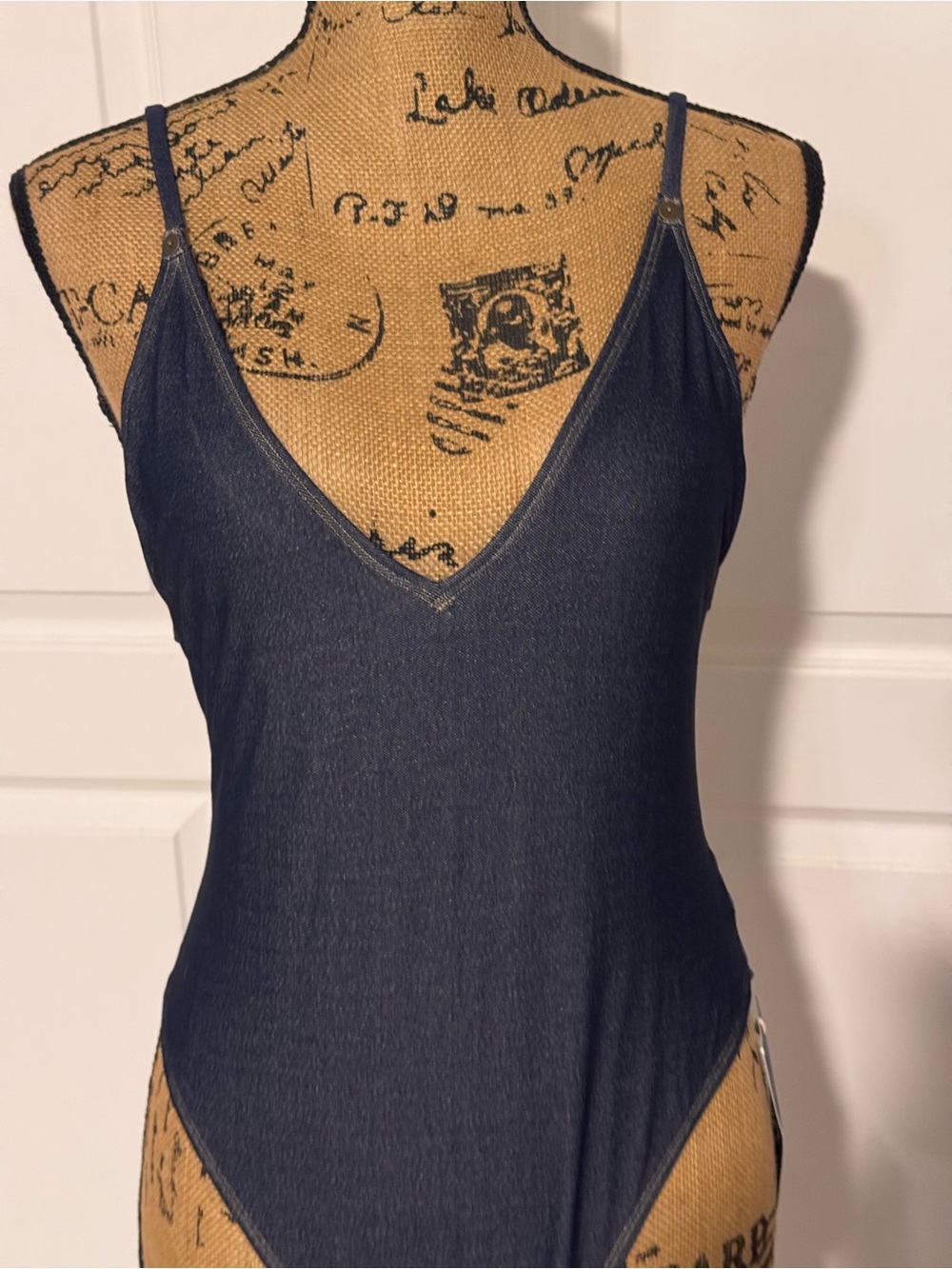 American Eagle Outfitters Navy Denim Blue One-Piece Swim Suit